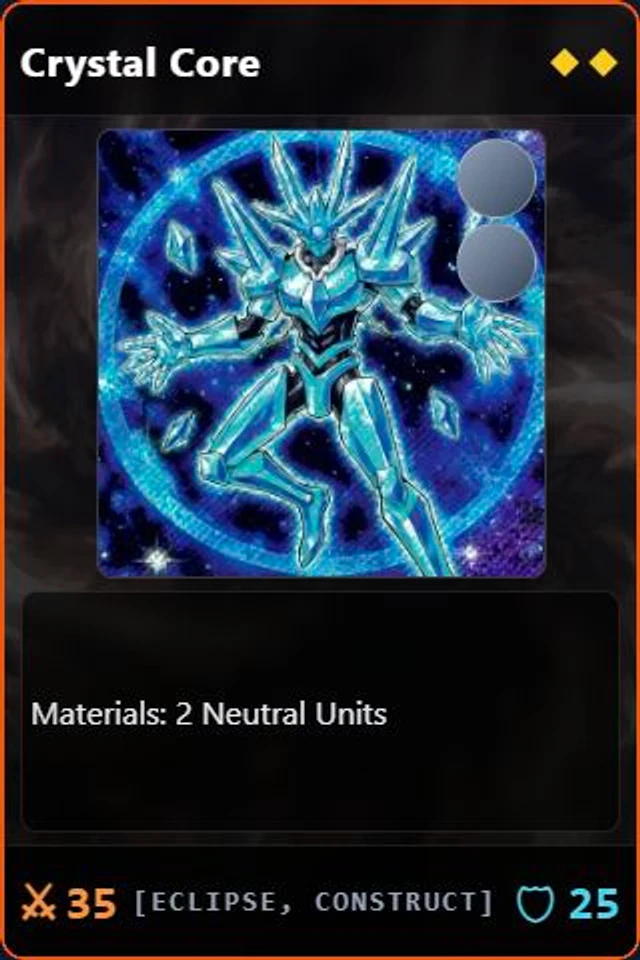 Crystal Core as rendered in Riftaria: a Neutral Nexus with 35 attack and 25 defense